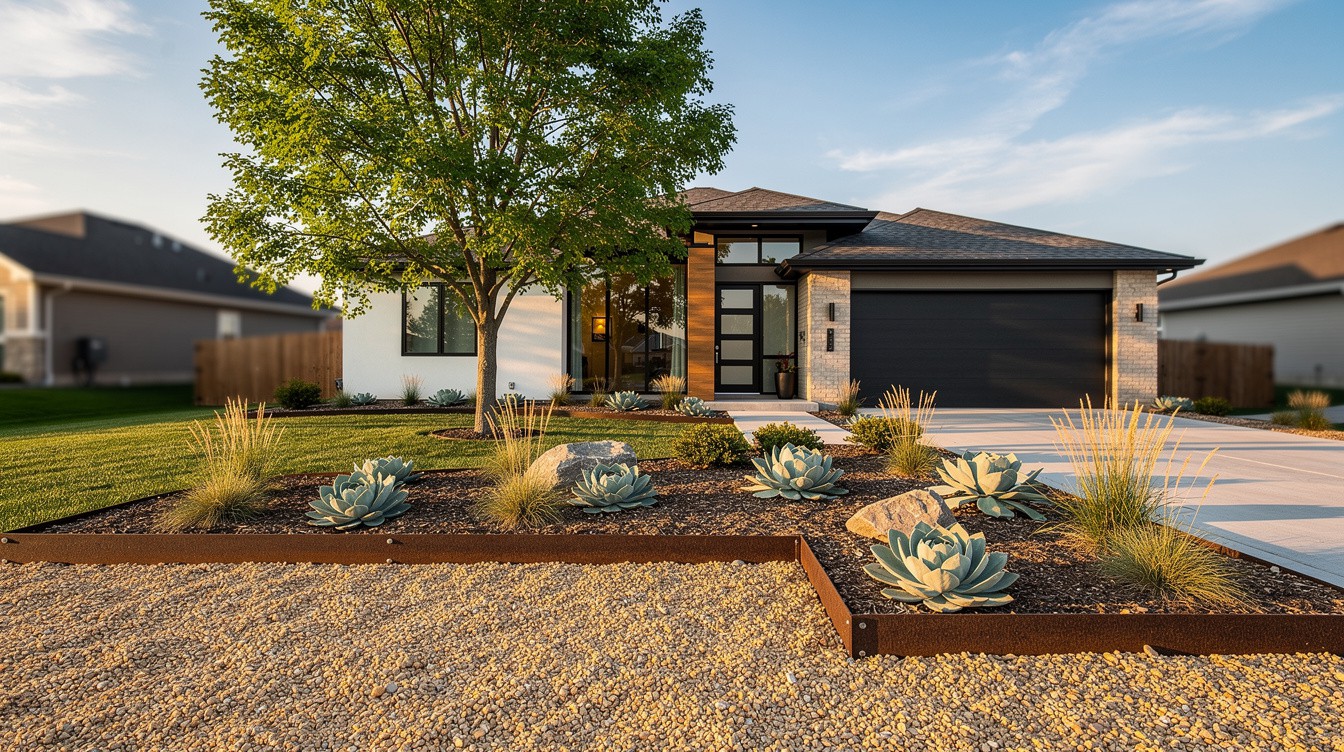 The Corten Gravel Courtyard — Modern/Minimalist garden in Overland Park