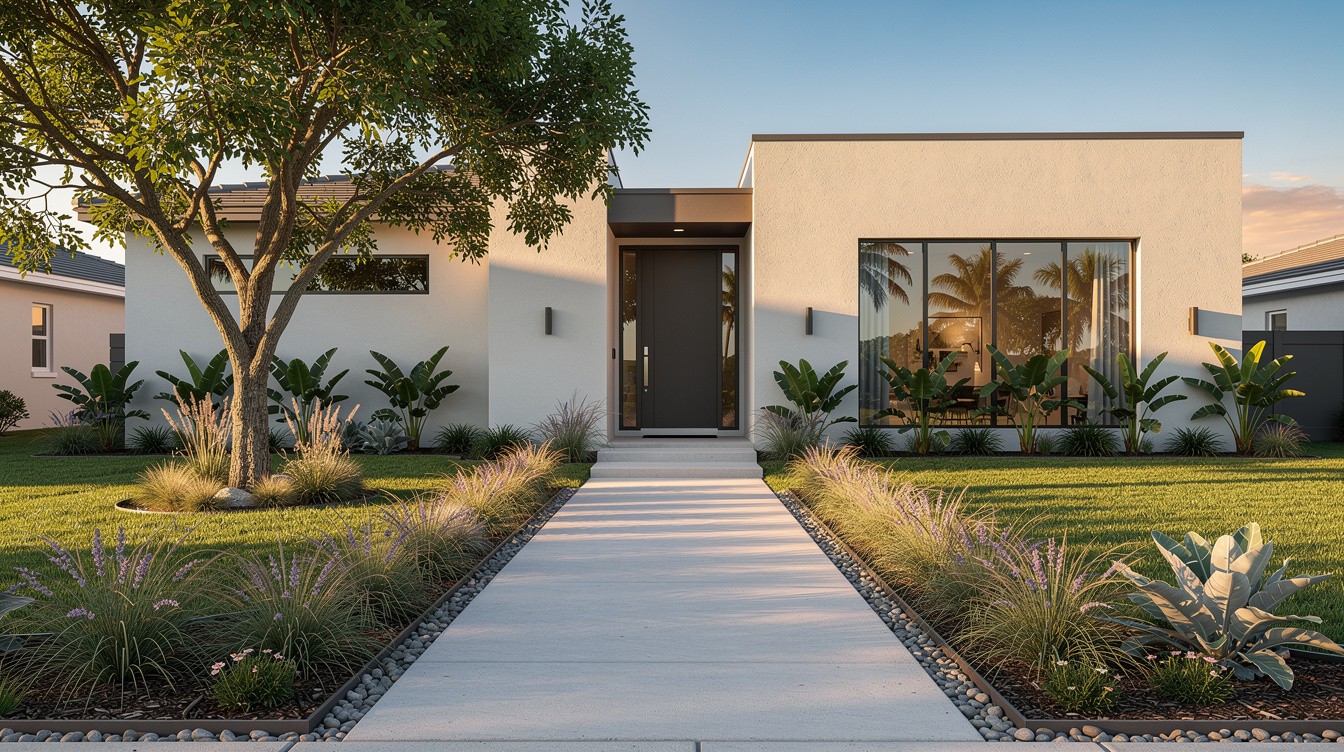 The Grass-Lined Concrete Approach — Modern/Minimalist garden in Pembroke Pines