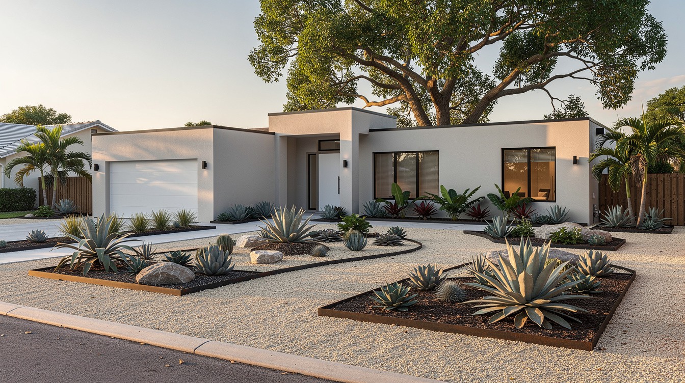 The Full Gravel Xeriscape Conversion — Modern/Minimalist garden in Pembroke Pines