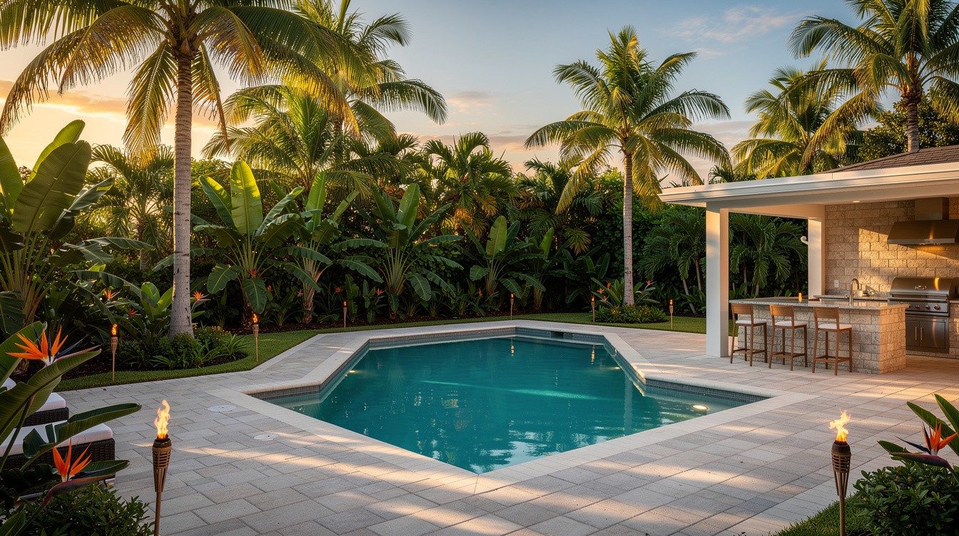 The Torch-Lit Resort Pool — Tropical/Lush garden in Pembroke Pines