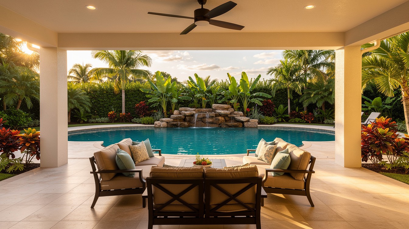 The Rock Waterfall Grotto Lanai — Tropical/Lush garden in Pembroke Pines