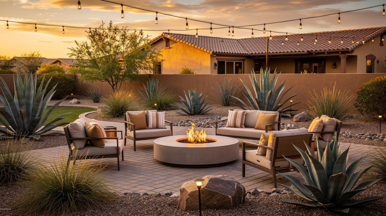 The Agave Ring Fire Patio — Desert/Xeriscape garden in Peoria