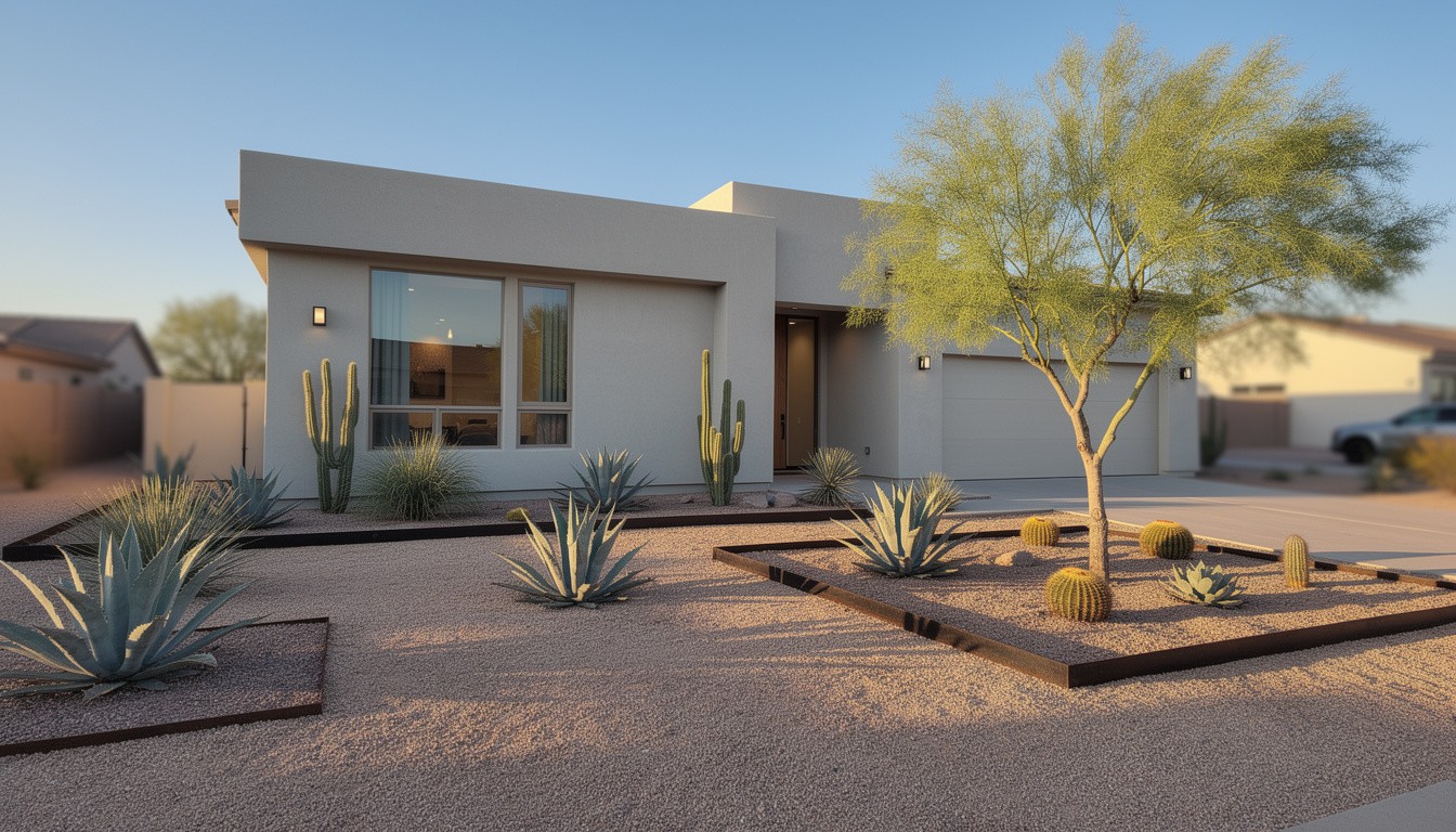 Modern/Minimalist front yard design in Phoenix, AZ