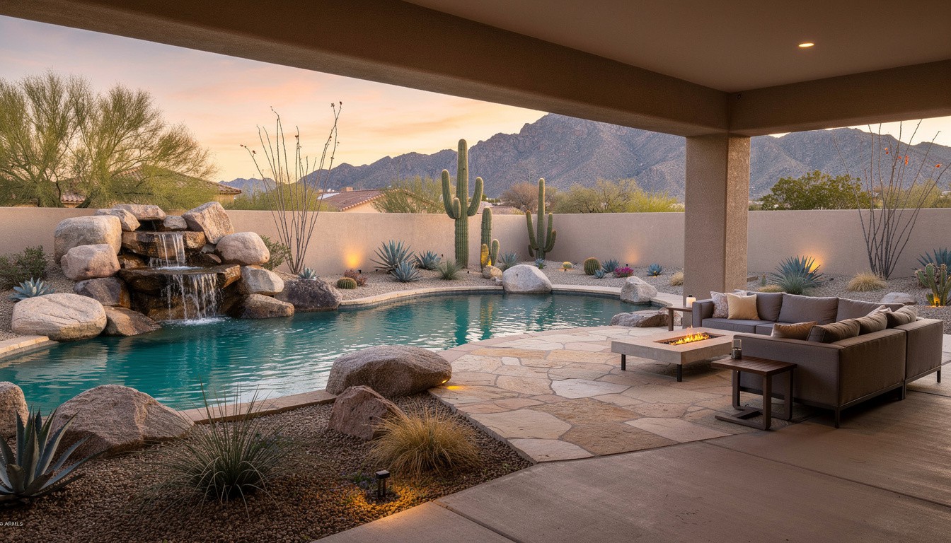 Desert/Xeriscape backyard design in Phoenix, AZ