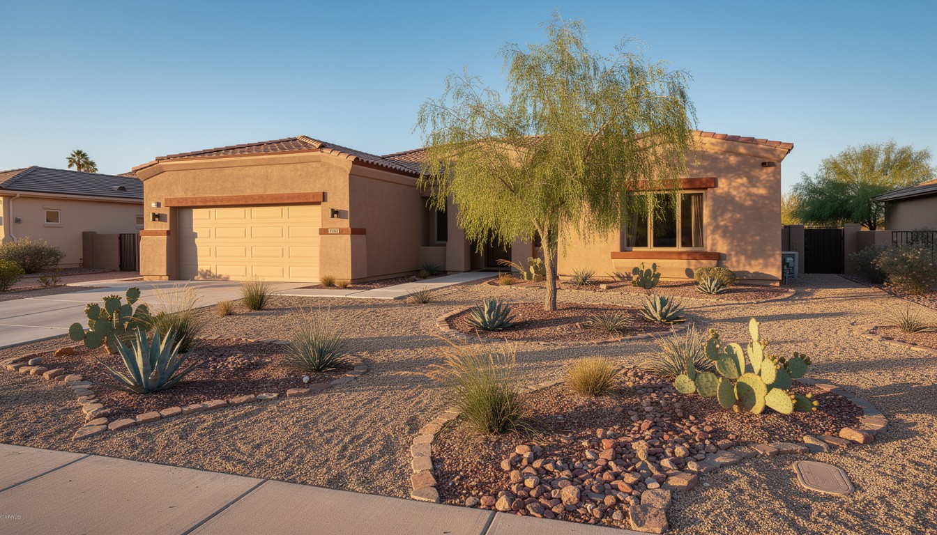 Desert/Xeriscape front yard design in Phoenix, AZ