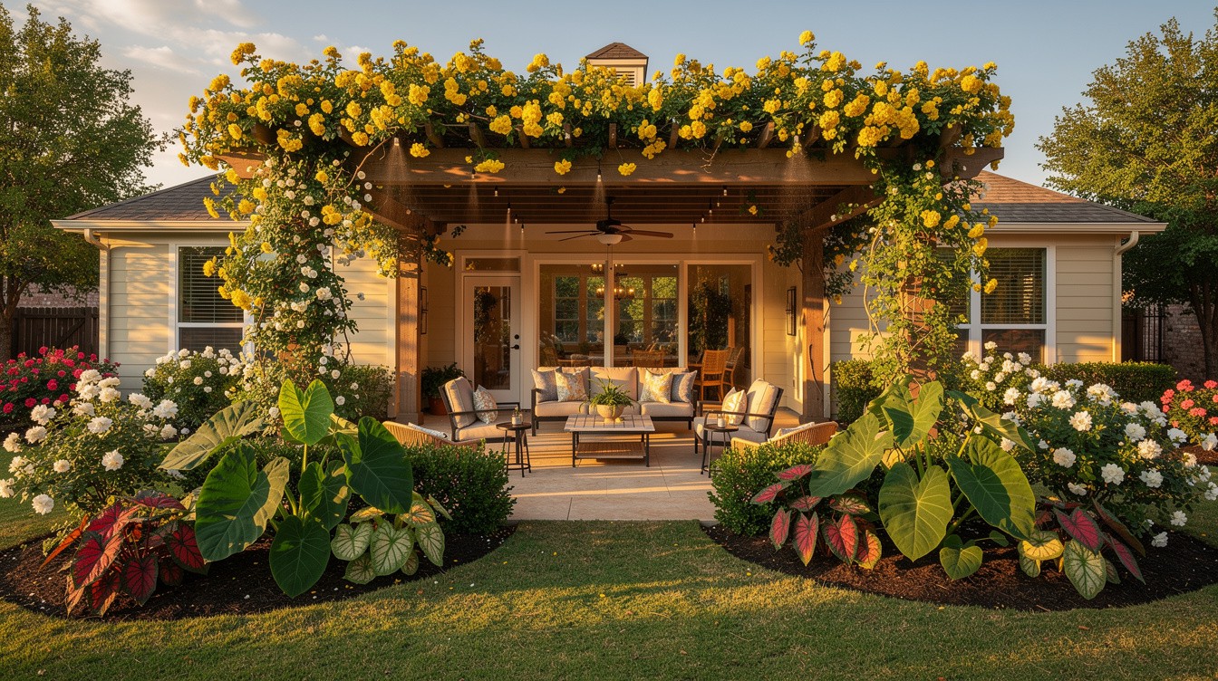 Covered Patio with Cottage Borders and Shade Garden — Cottage/English garden in Plano
