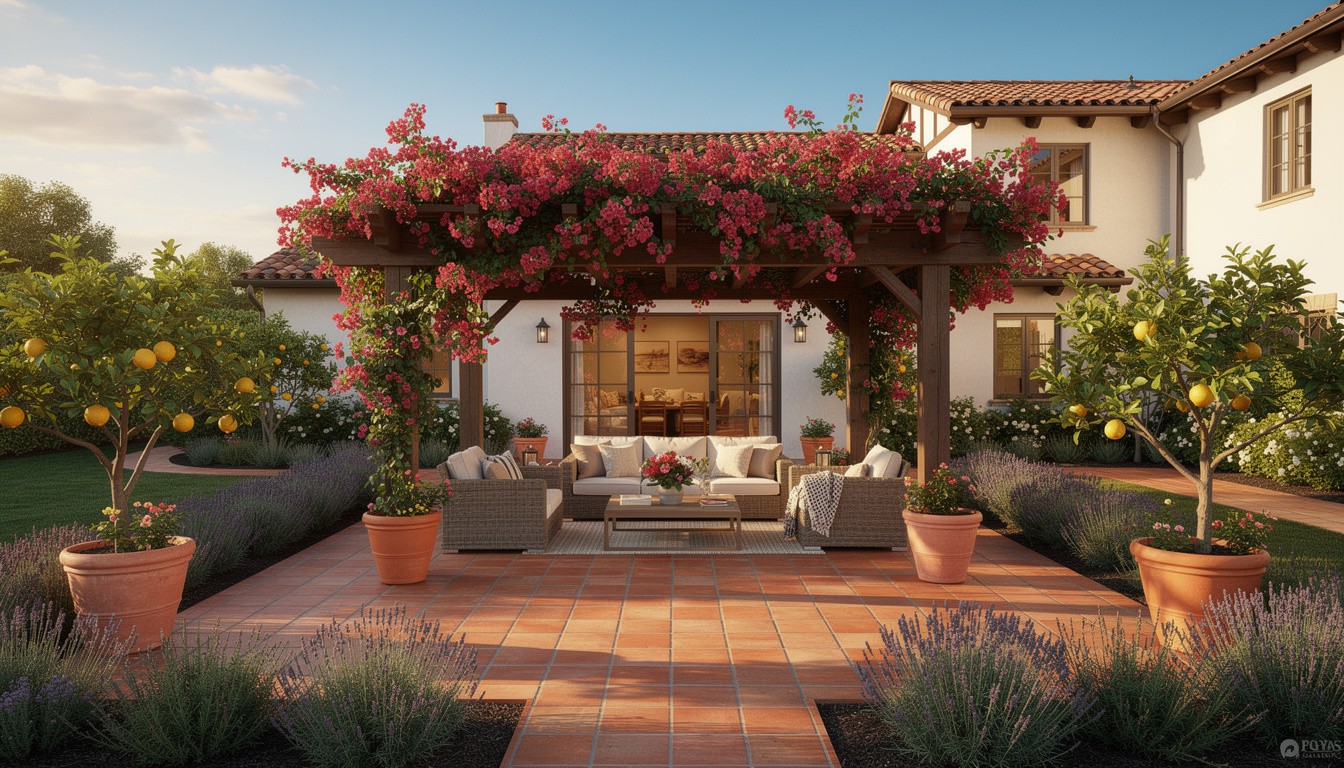 Mediterranean backyard design in Portland, OR