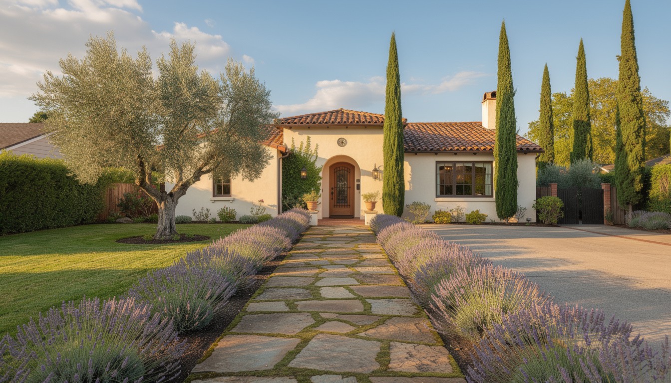 Mediterranean front yard in Portland, OR