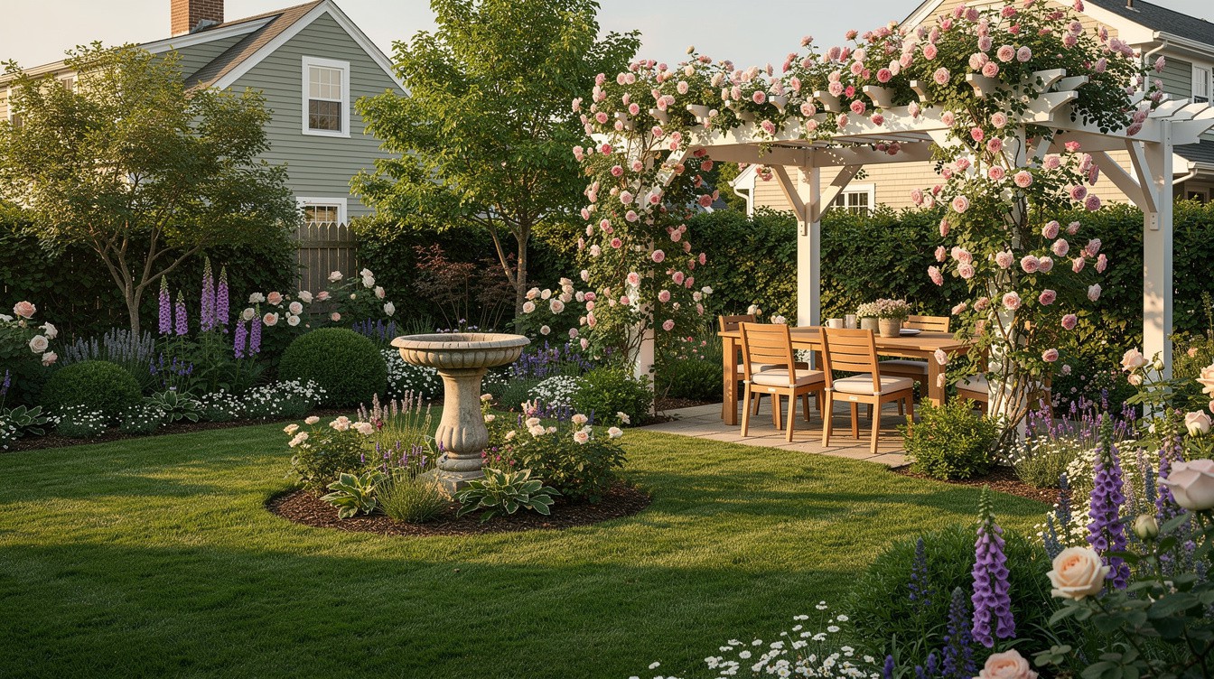 The Birdbath & Pergola Garden — Cottage/English garden in Providence