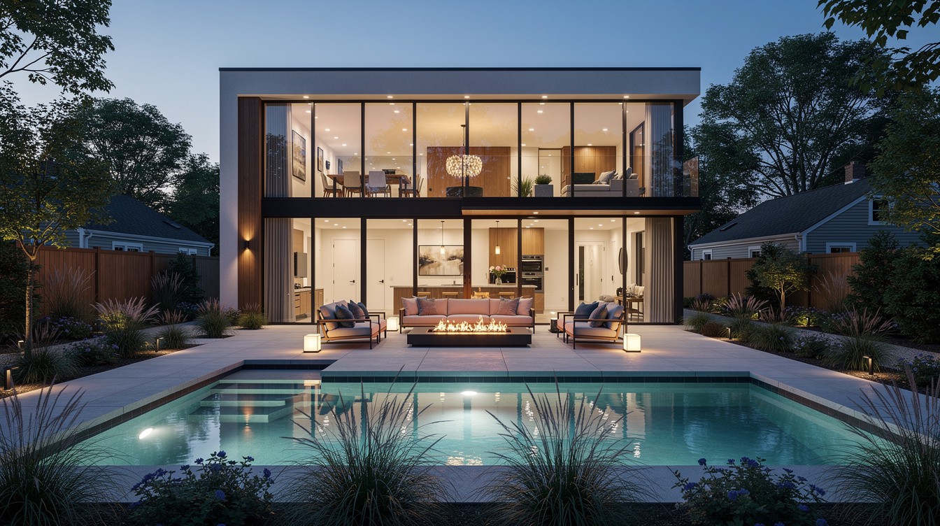 The Night Pool Terrace — Modern/Minimalist garden in Providence
