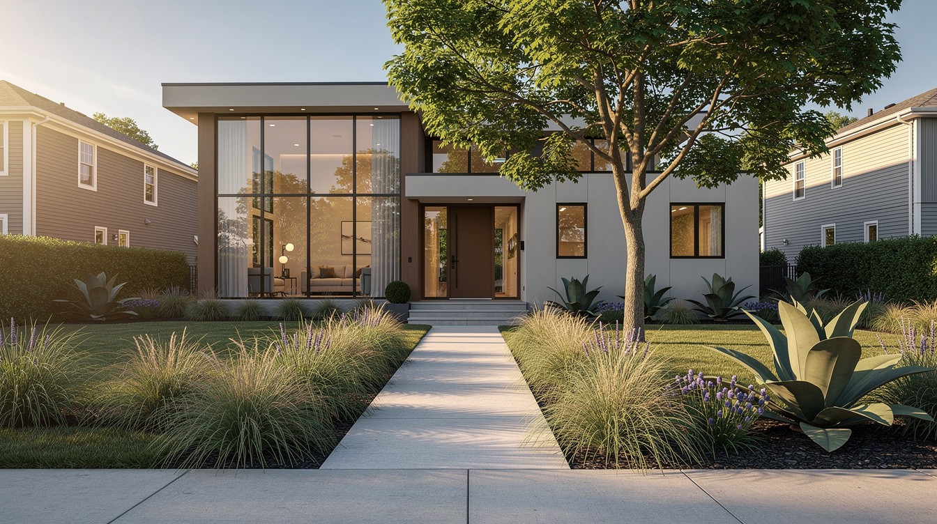 The Glass Box Entry Walk — Modern/Minimalist garden in Providence