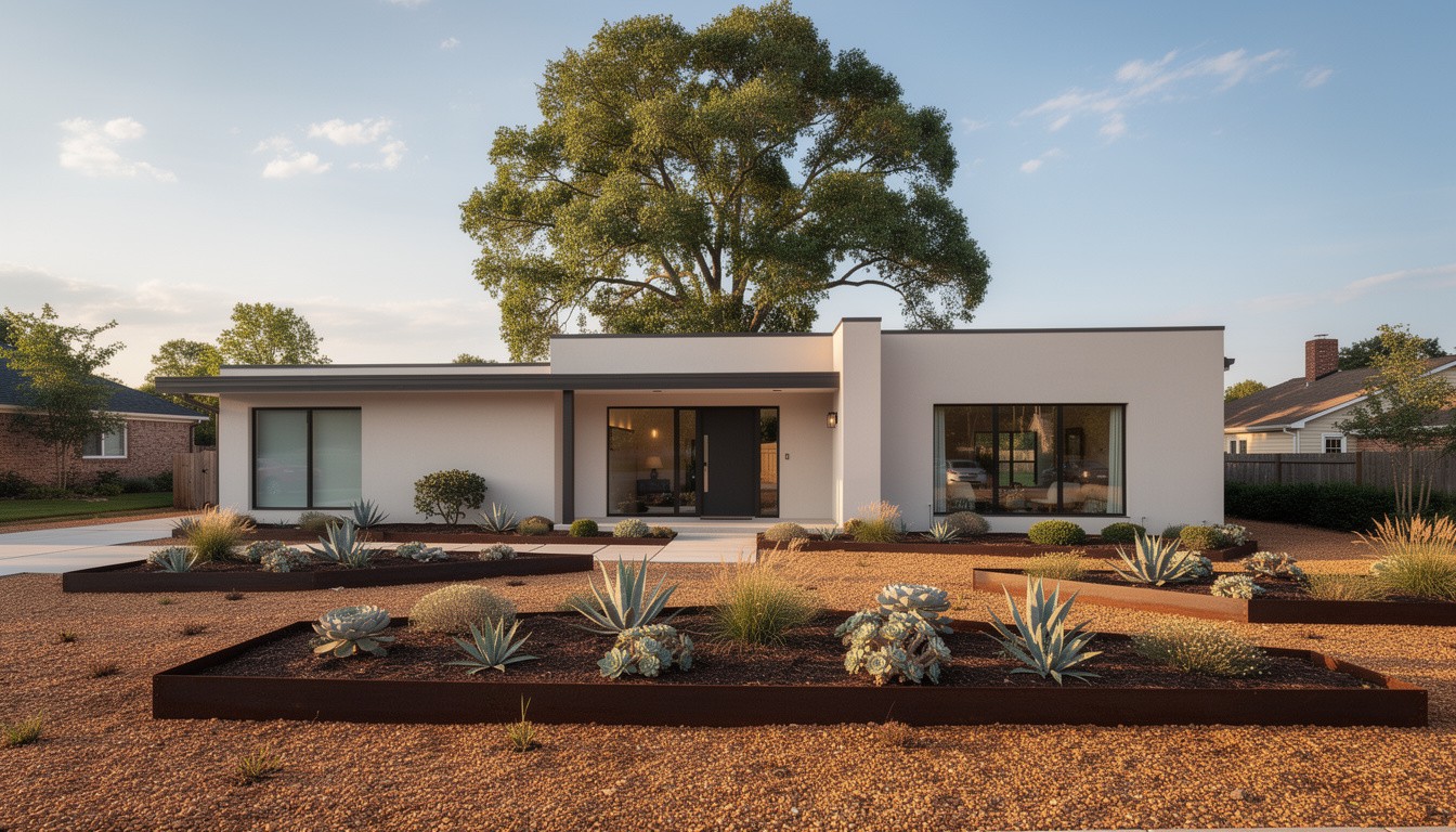 Modern/Minimalist front yard design in Raleigh, NC