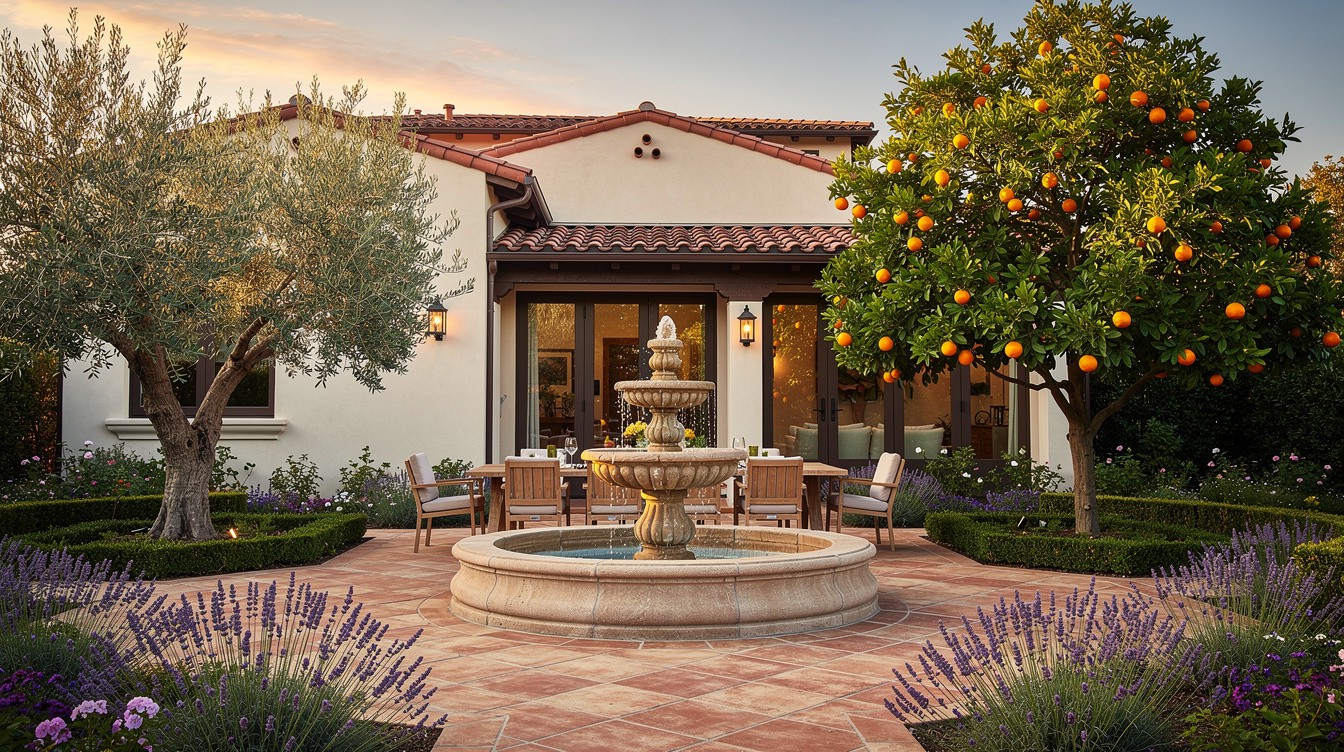 The Courtyard Fountain Dining Room — Mediterranean garden in Rancho Cucamonga