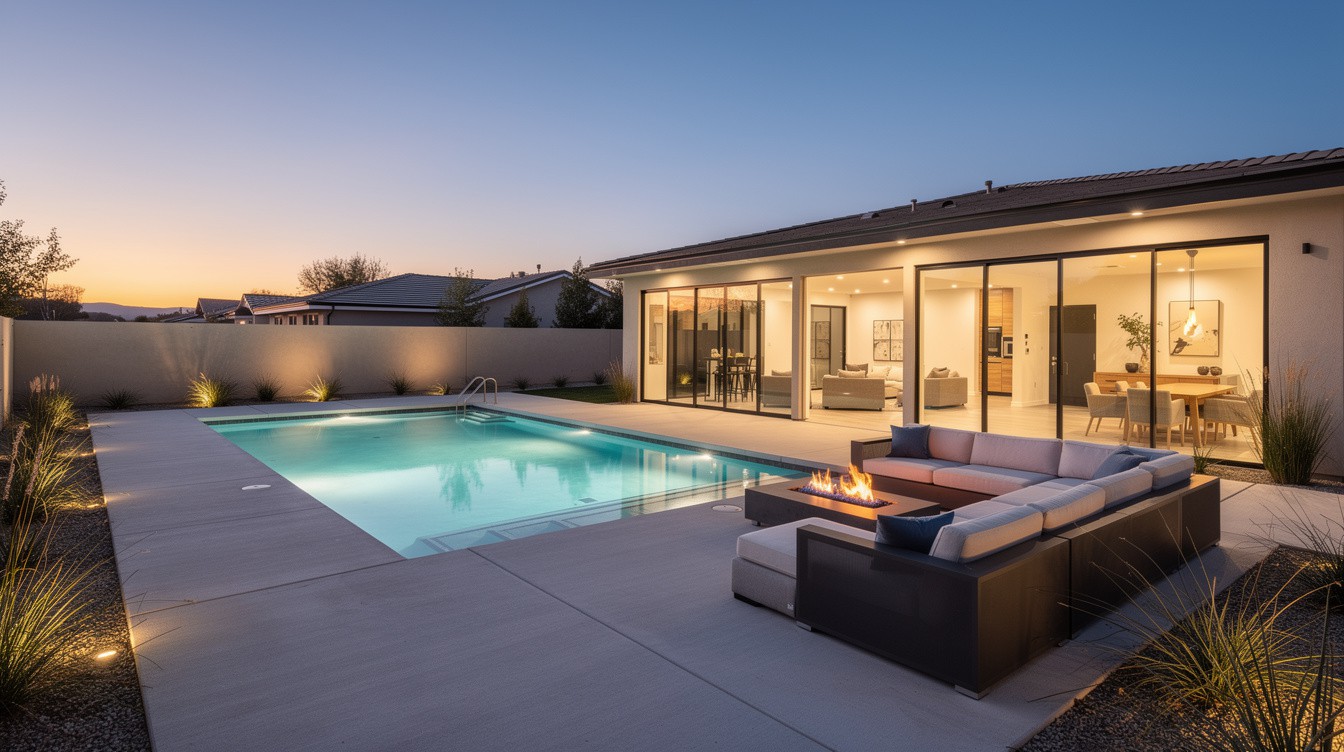 The Twilight Pool Deck — Modern/Minimalist garden in Rancho Cucamonga