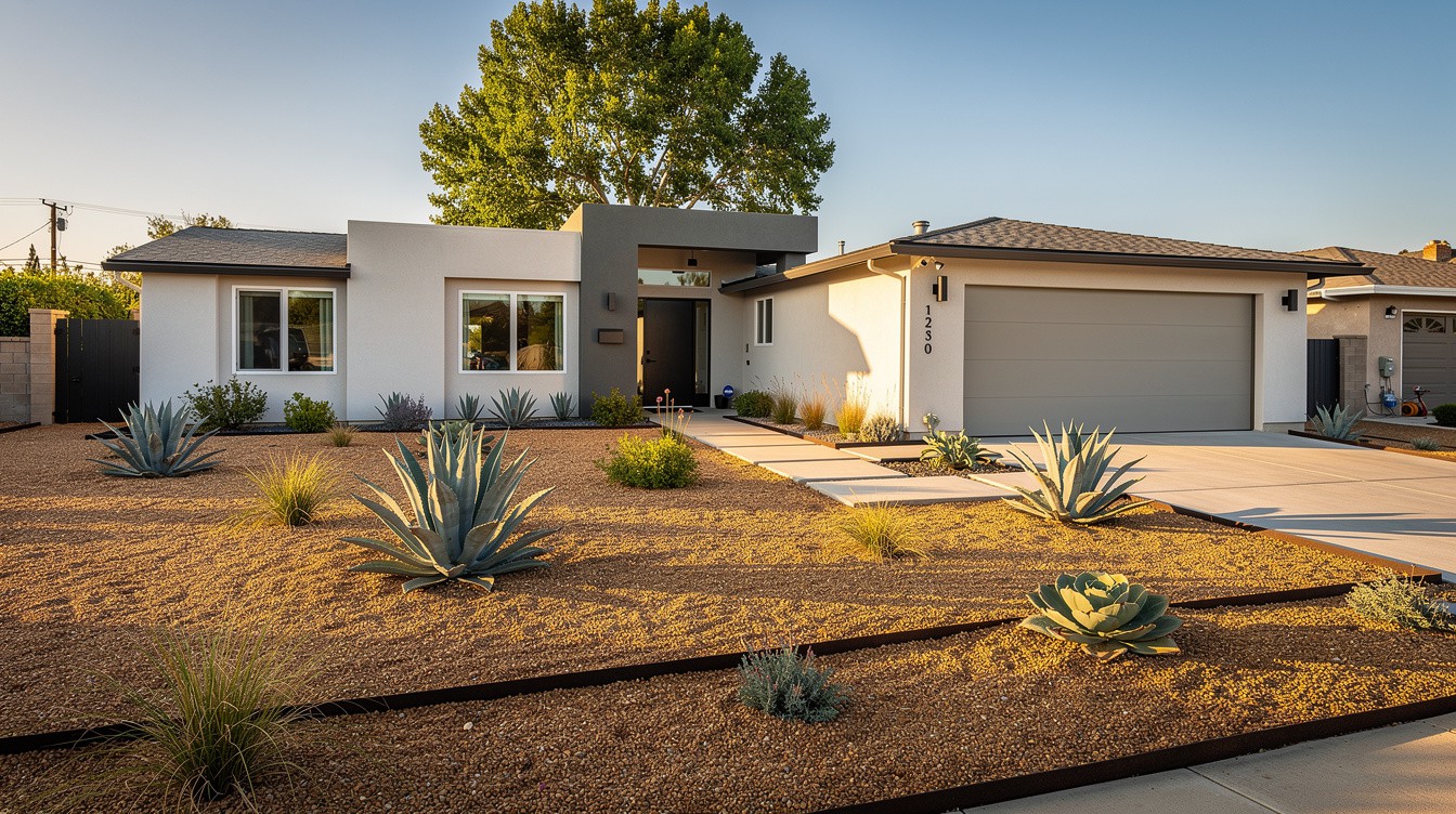 The Full Turf-Removal Xeriscape — Modern/Minimalist garden in Rancho Cucamonga