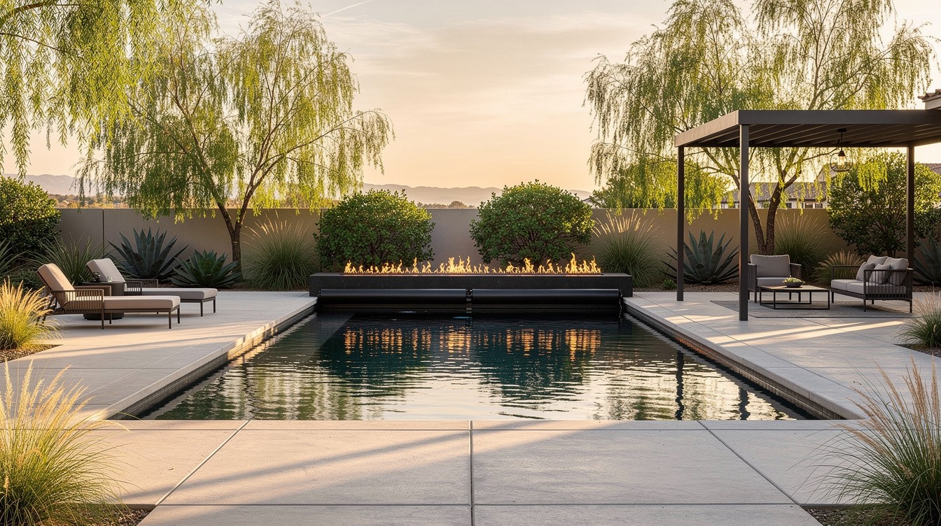 The Desert Pool with Native Surround — Desert/Xeriscape garden in Riverside