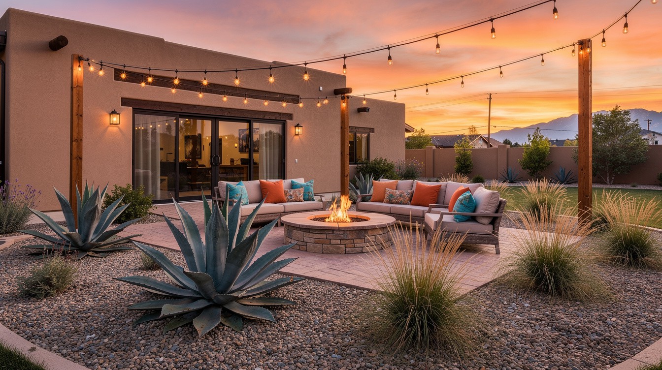 The Sunset Fire Pit Lounge — Desert/Xeriscape garden in Salt Lake City