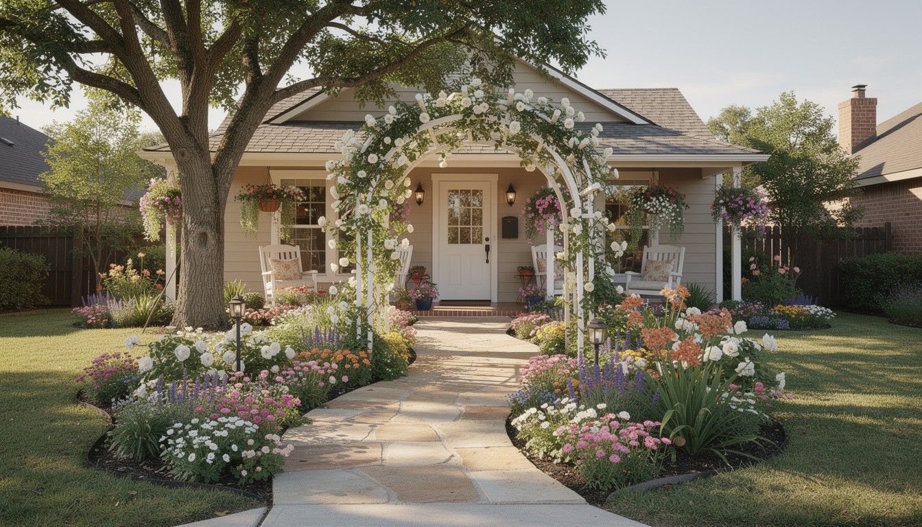Cottage/English front yard design in San Antonio, TX