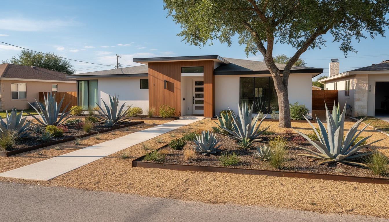 Modern/Minimalist front yard design in San Antonio, TX