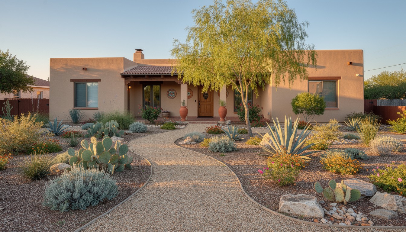 Desert/Xeriscape front yard design in San Antonio, TX