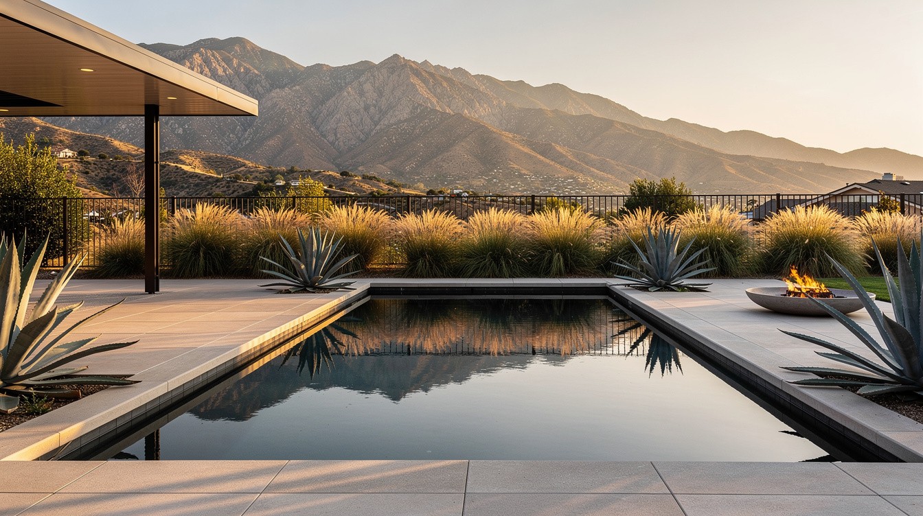 The Modern Pool with Mountain Views — Modern/Minimalist garden in San Bernardino