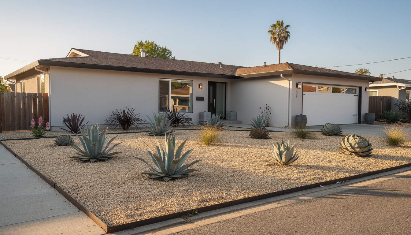 Modern/Minimalist front yard design in San Jose, CA