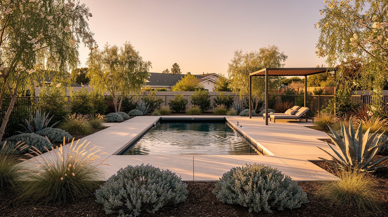 The Desert Pool with Native Surround — Desert/Xeriscape garden in Santa Ana