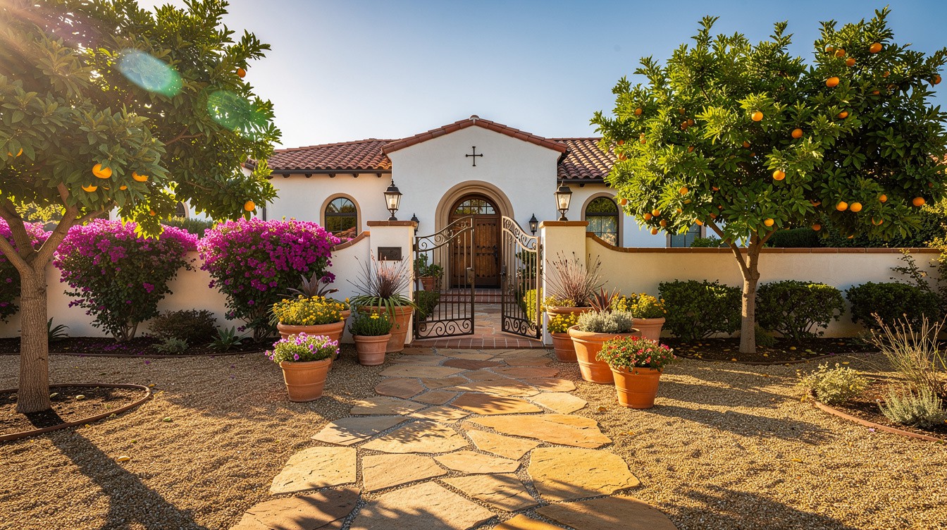 The Citrus Courtyard Gate — Mediterranean garden in Santa Clarita