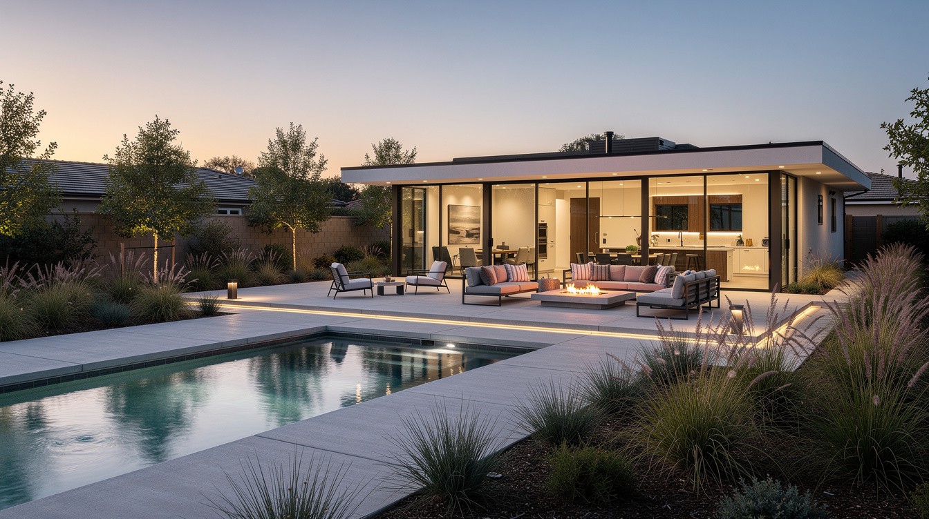 The Twilight Pool House — Modern/Minimalist garden in Santa Clarita