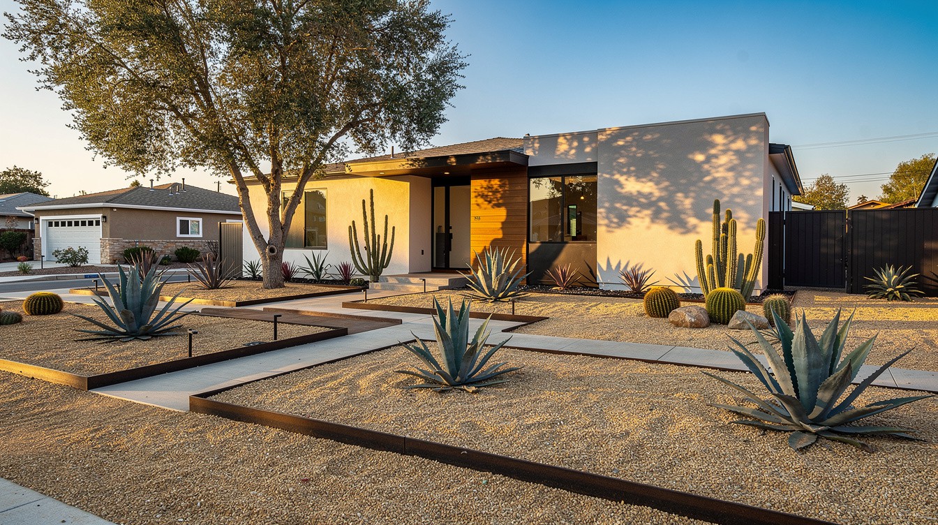 The Steel-Edged Cactus Garden — Modern/Minimalist garden in Santa Clarita