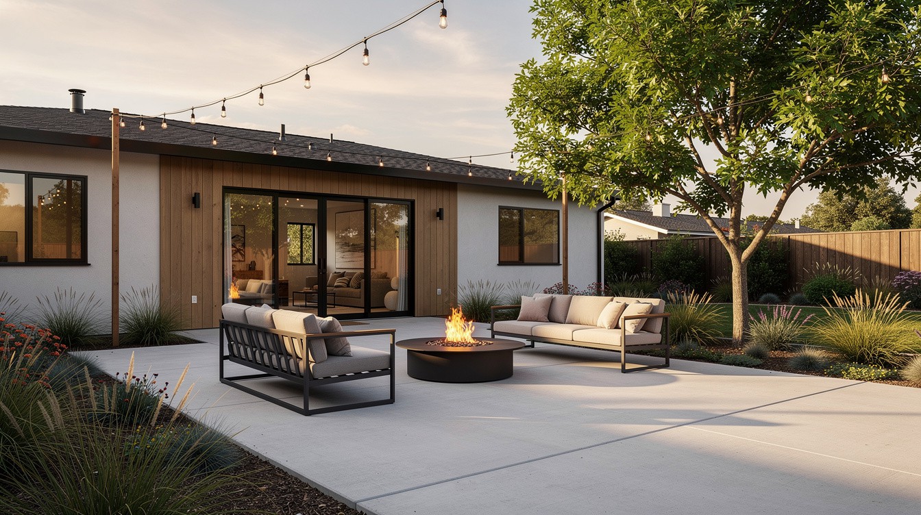 The String-Light Fire Pit Terrace — Modern/Minimalist garden in Santa Rosa