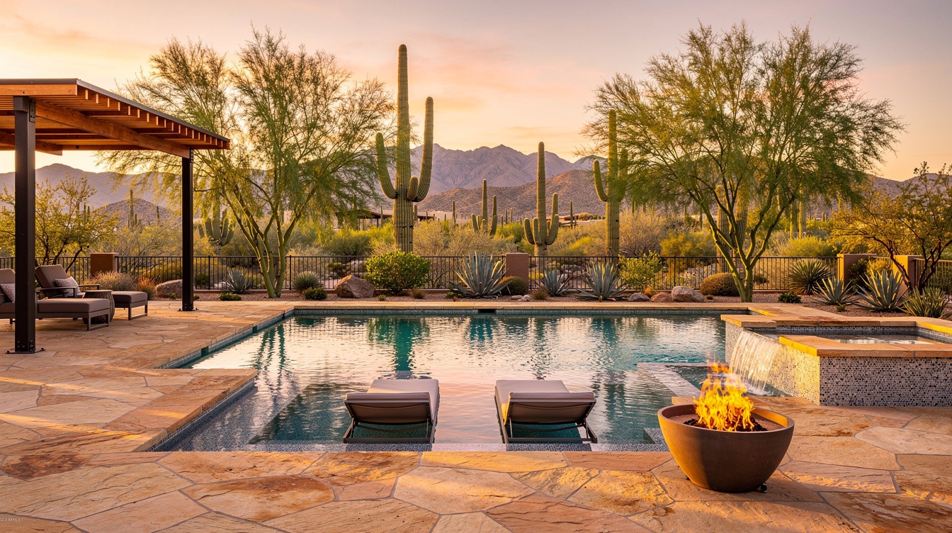 The Desert Pool Oasis — Desert/Xeriscape garden in Scottsdale