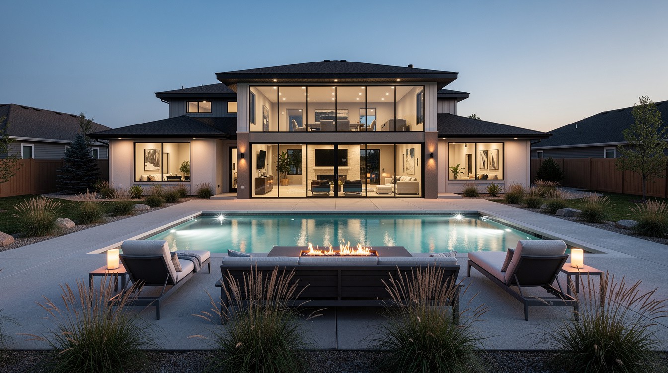 The Modern Pool Terrace — Modern/Minimalist garden in Sioux Falls