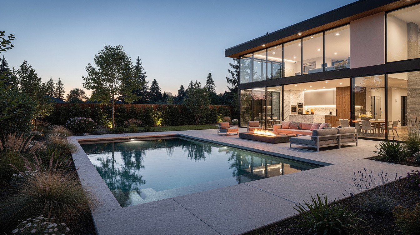 The Dusk-Lit Pool Pavilion — Modern/Minimalist garden in Spokane