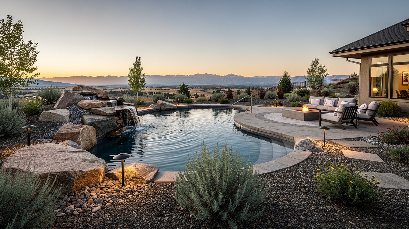 The Rimrock Pool Panorama — Desert/Xeriscape garden in Spokane