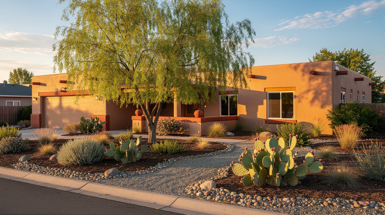 The Pueblo Dry-Creek Front Yard — Desert/Xeriscape garden in Spokane