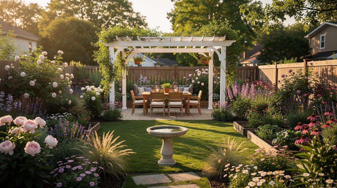 Pergola Dining Garden with Cottage Borders — Cottage/English garden in St. Louis