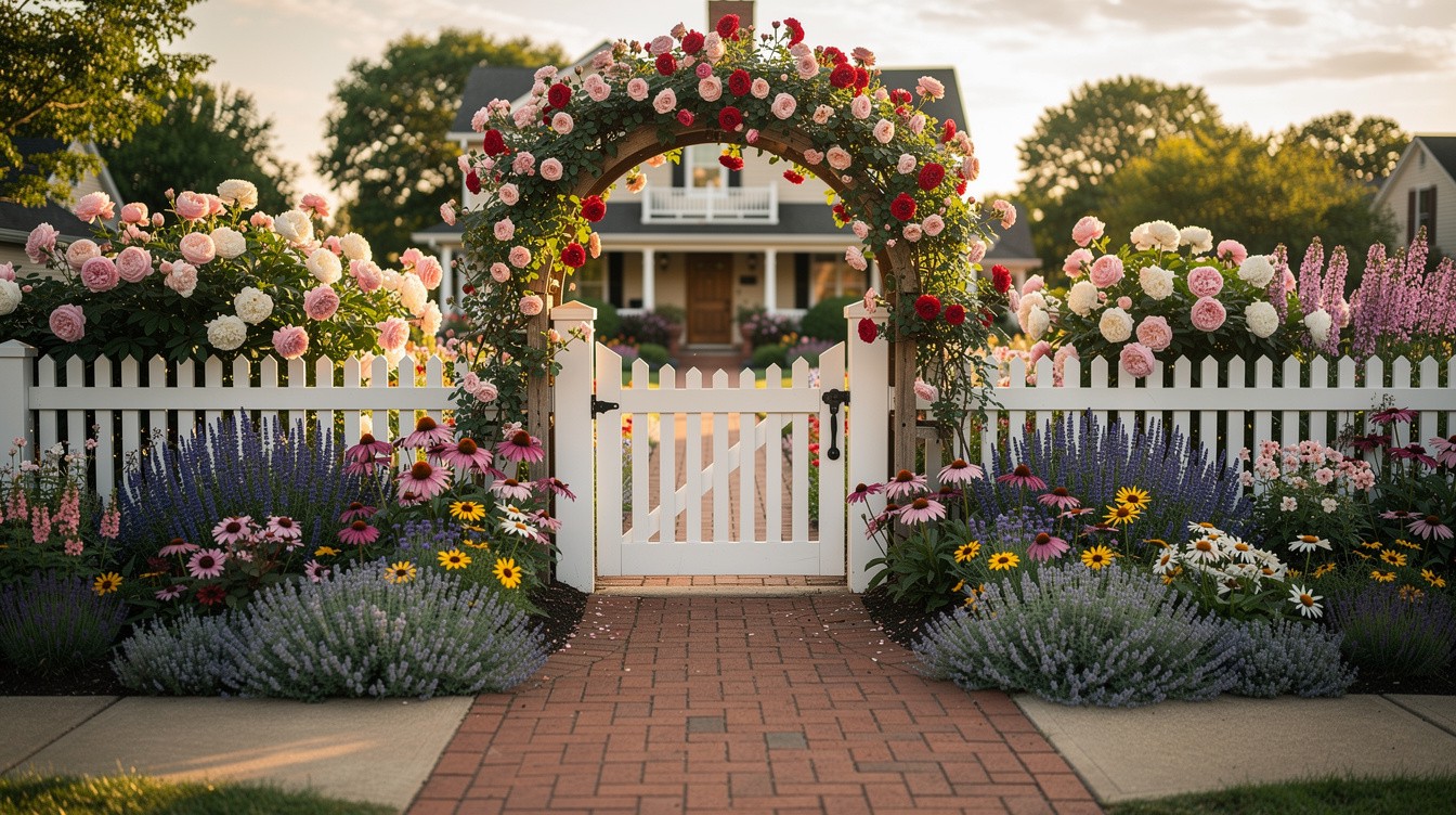 Victorian Fence Entry with Peony and Rose Borders — Cottage/English garden in St. Louis