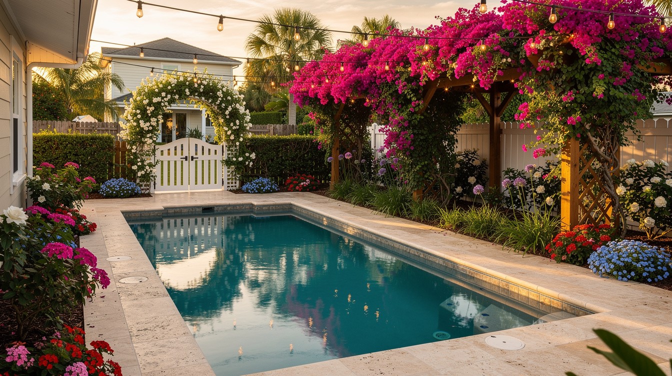 The Bougainvillea and Pool Cottage Garden — Cottage/English garden in St. Petersburg