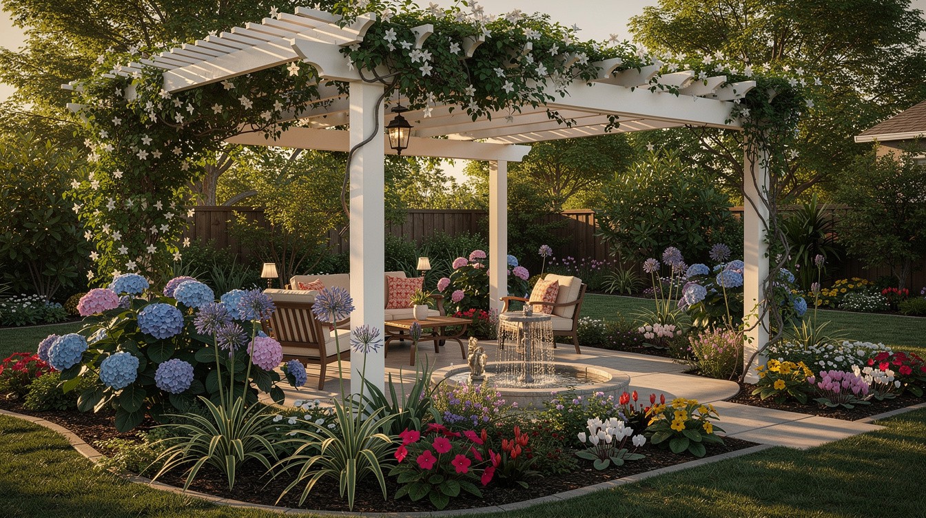 Covered Patio with Cottage Border and Shade Garden — Cottage/English garden in Stockton