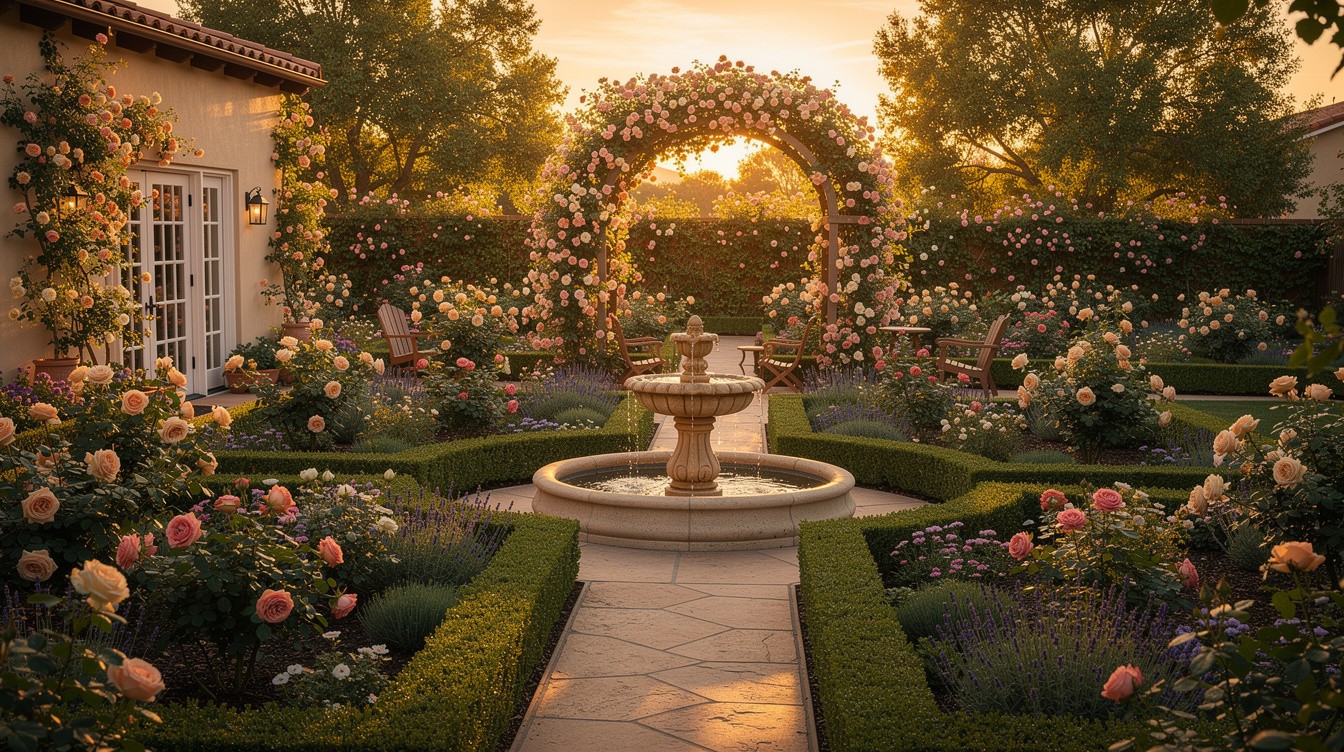 Mediterranean Cottage with Rose Garden and Fountain — Cottage/English garden in Stockton