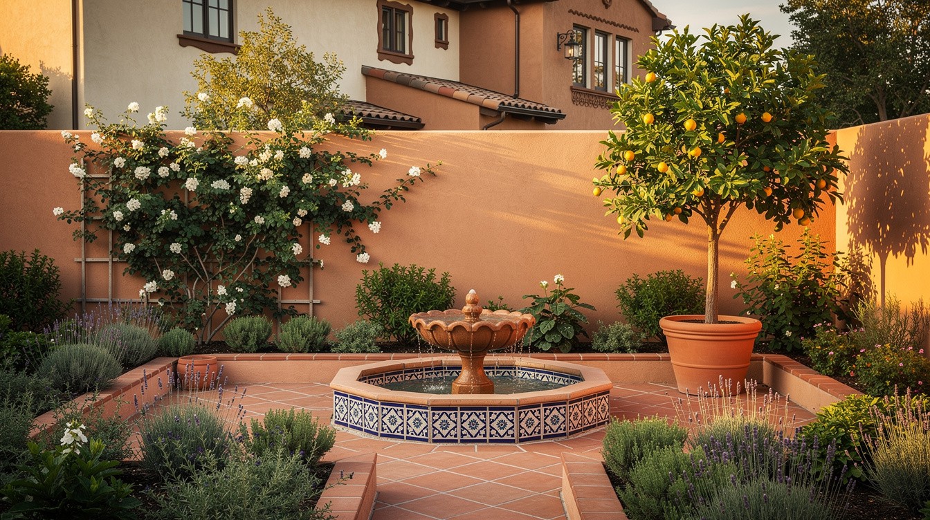Walled Courtyard Garden with Fountain — Mediterranean garden in Stockton