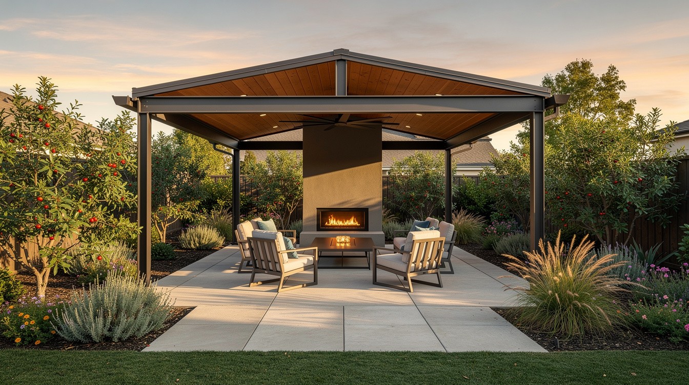 Covered Outdoor Living Room with Fire Feature and Native Garden — Modern/Minimalist garden in Stockton