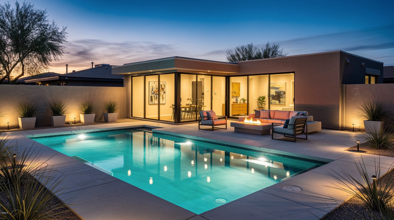 The Glass Pavilion Pool — Modern/Minimalist garden in Tempe