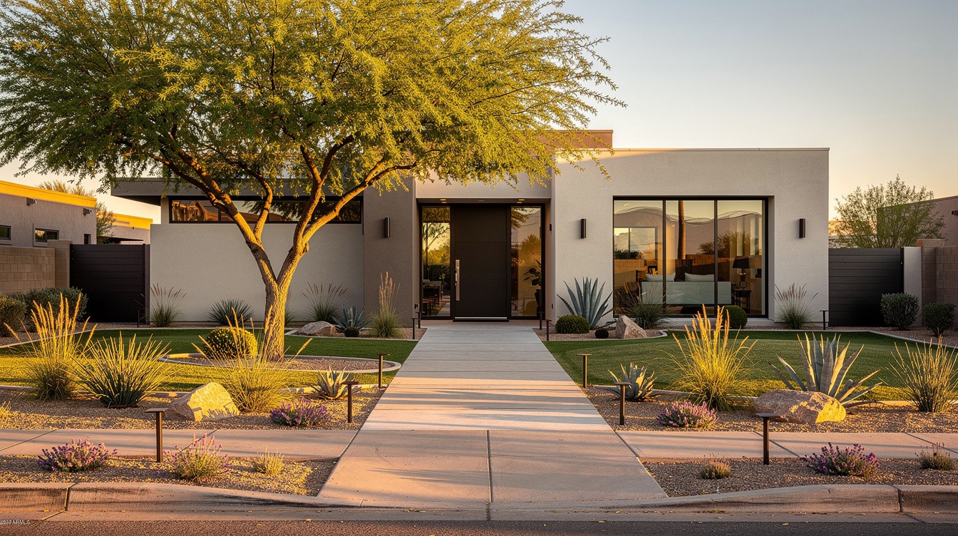 The Mesquite Shade Entry — Modern/Minimalist garden in Tempe