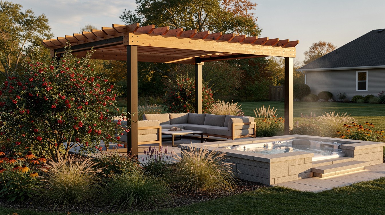 Pergola Outdoor Room with Spa and Native Garden — Modern/Minimalist garden in Toledo