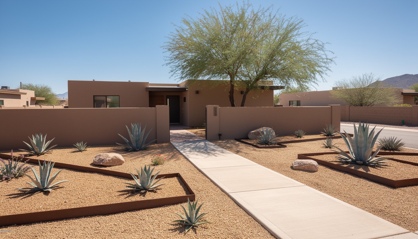 Modern/Minimalist front yard design in Tucson, AZ