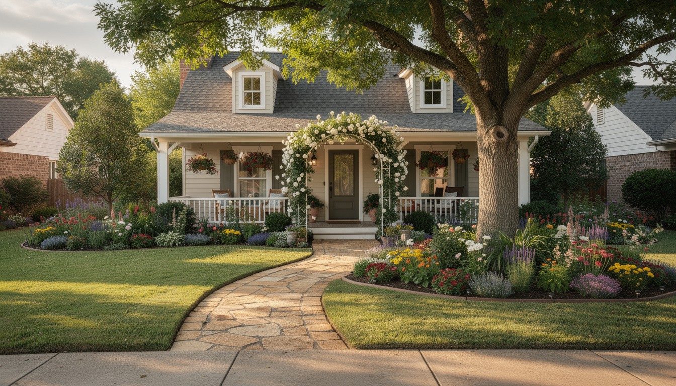 Cottage/English front yard design in Tulsa, OK