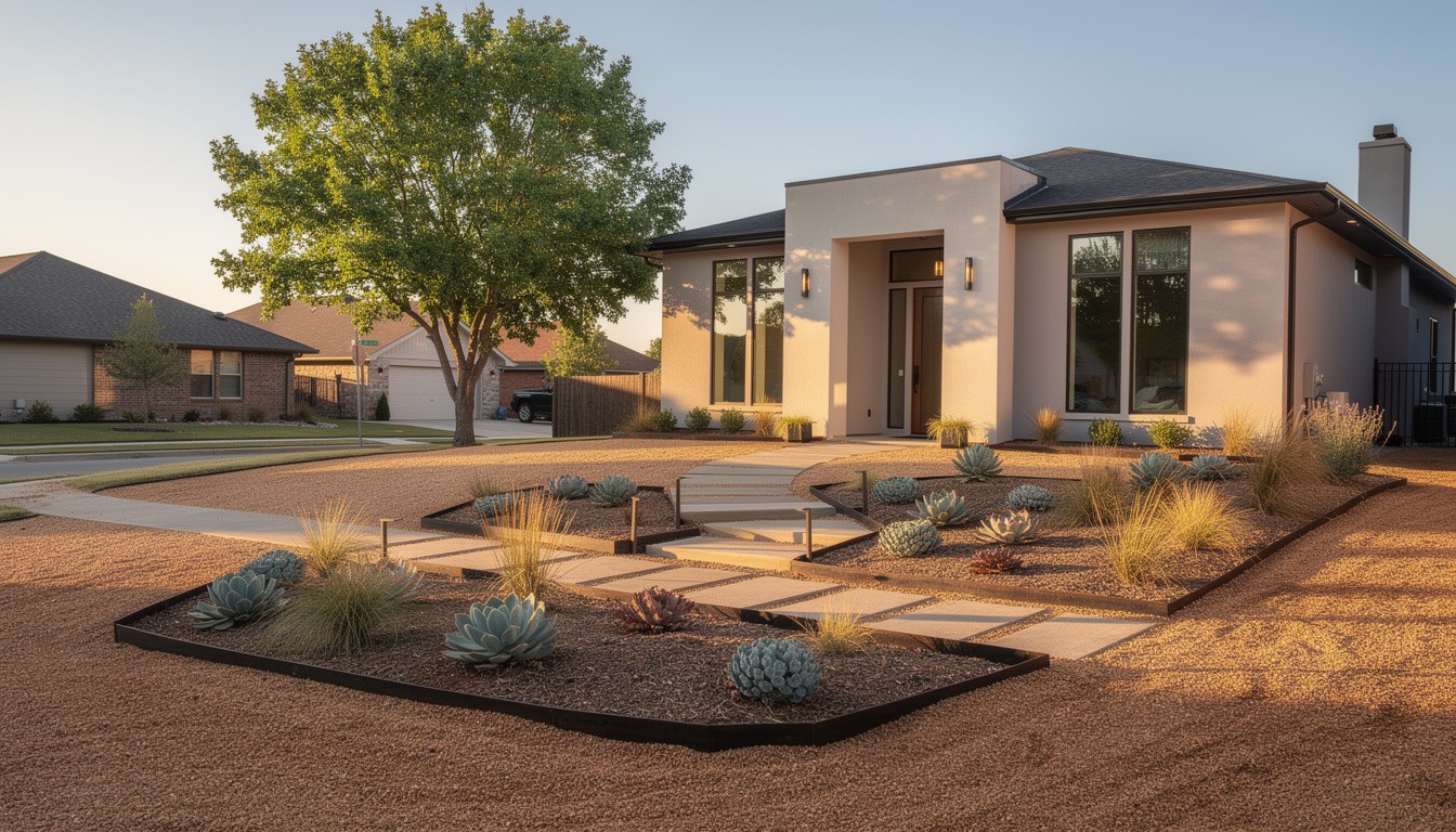Modern/Minimalist front yard design in Tulsa, OK