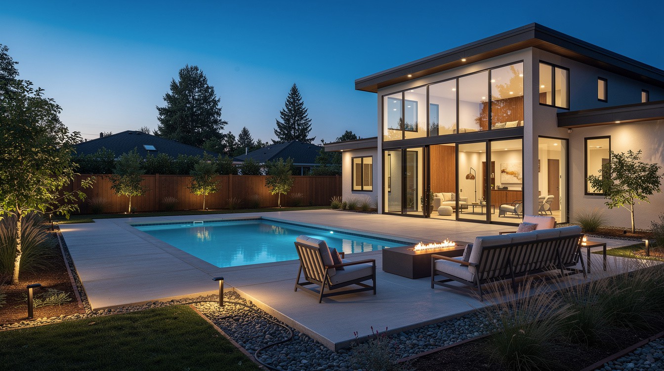 The Nightscape Pool Pavilion — Modern/Minimalist garden in Vancouver